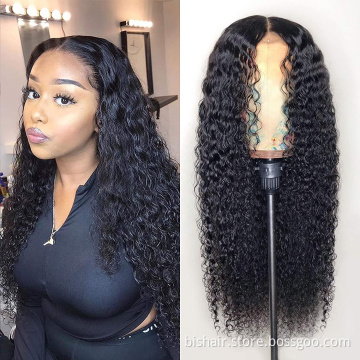 100% Unprocessed Water Wave Lace Front Wig Real Human Hair Natural Color 10-30" Middle Lace Real Human Hair Front Lace Wig